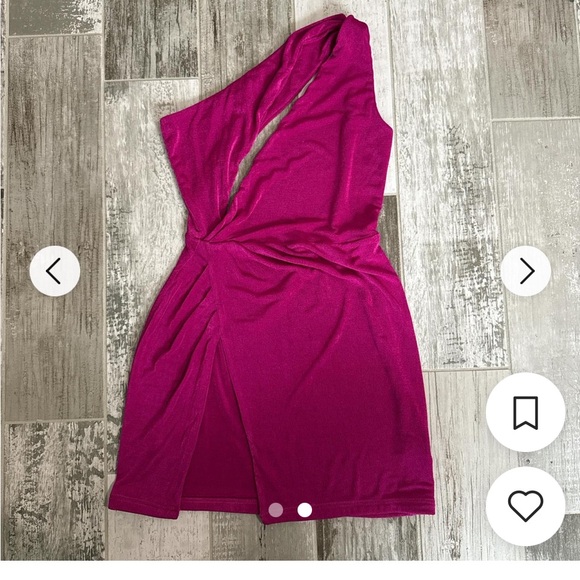 Elegant One-Shoulder Magenta ALEXI TIGERMIST DRESS - Picture 2 of 3